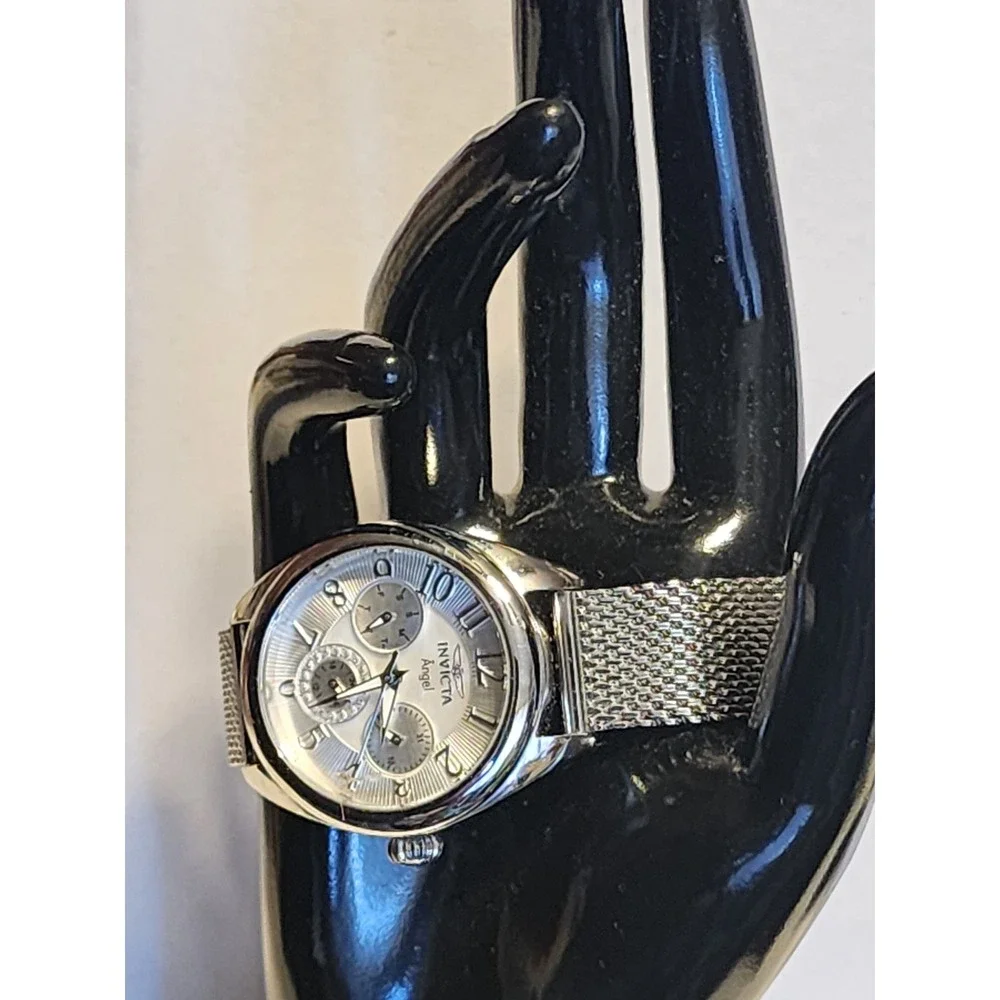 Invicta Angel Mens Watch Mother of Pearl Dial Silver Mesh Stainless Steel READ